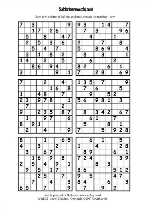 Free Printable Sudoku Puzzles 6 Per Page