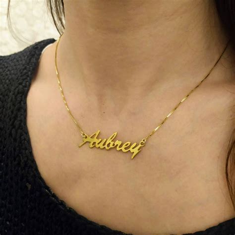 14k Real Gold Name Necklace Gold Cursive Necklace 14K | Etsy