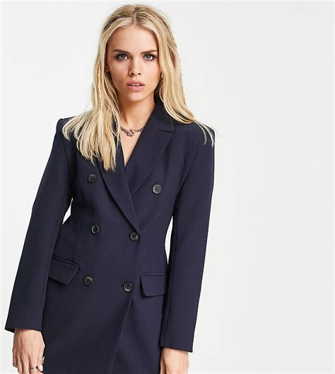 Asos Petite Asos Design Petite Double Breasted Blazer In Navy | ModeSens