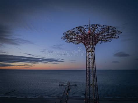 Aerial View of Early Morning Amusement Park Rides at Coney Island Editorial Image - Image of ...