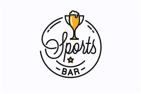 Sports bar logo. Round linear logo.