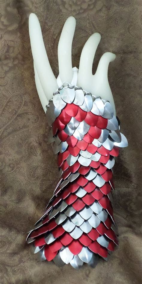 Dragon Skin Gloves, Scale Half Gauntlets Stainless Steel ,Crimson Red With Leather . | Crafts ...