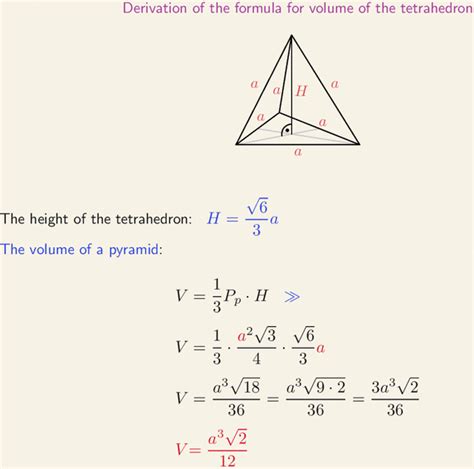 Derivation of Formula for Volume of Tetrahedron