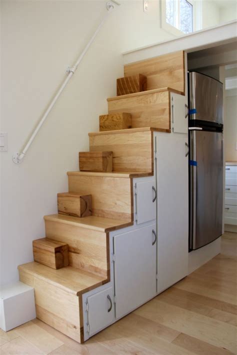 Storage stairs with removable blocks on stairs to make puppy dog climbing easier! | Tiny house ...