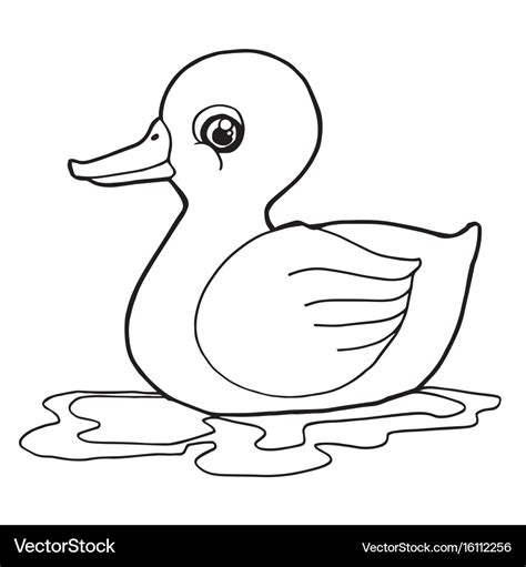 Cartoon cute duck coloring page Royalty Free Vector Image