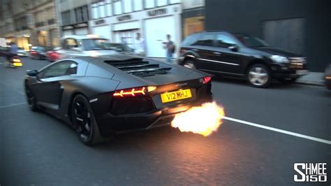 CRAZY FLAMES - Matte Black Lamborghini Aventador - YouTube