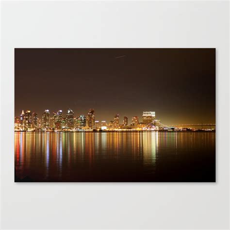 San Diego Skyline Night Canvas Print by Henrik Lehnerer | Society6