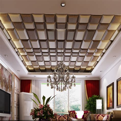 Luxury Ceiling Wall Panel 3D Wall Coverings PU Material 30x60cm