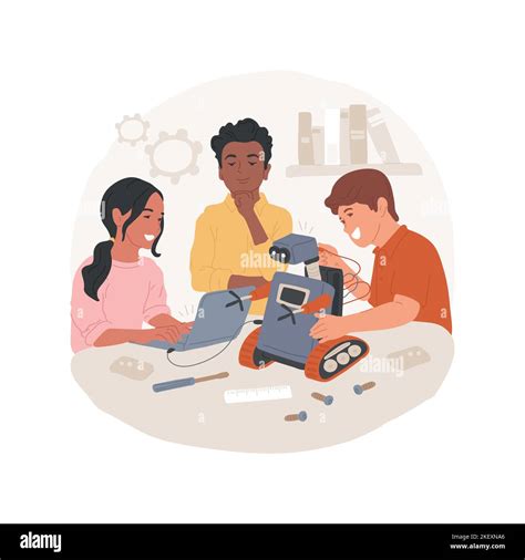 Robotics club isolated cartoon vector illustration. Group of young ...