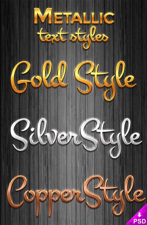 Metallic Layer Styles | Photoshop text effects, Layer style, Photoshop ...