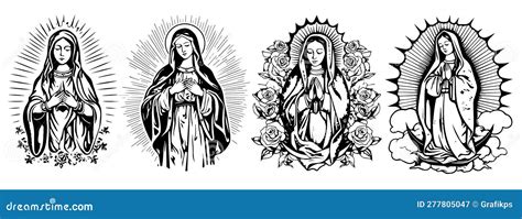 Our Lady Virgin Mary Vector Illustration Silhouette Svg, Laser Cutting Cnc. Stock Vector ...