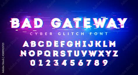 Vector Illustration Future Glitch Cyber Font. High Technology Typography. เวกเตอร์สต็อก | Adobe ...