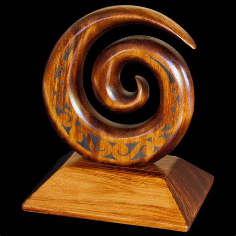 Carved Maori Style Wooden Koru Sculpture – The Bone Art Place