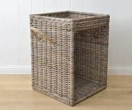 Log Basket Side Table - Wood Basket Cane Lamp Table