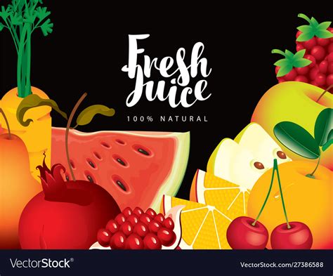 Menu for juice and fresh juice from various fruits