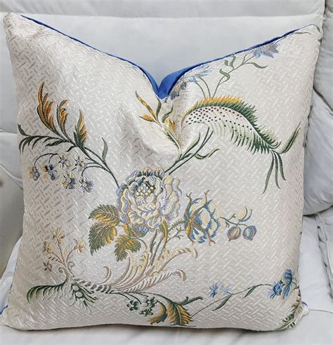 Silk Floral Throw Pillow, embroidered