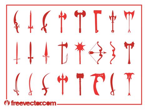 Medieval Weapons Set Vector Art & Graphics | freevector.com