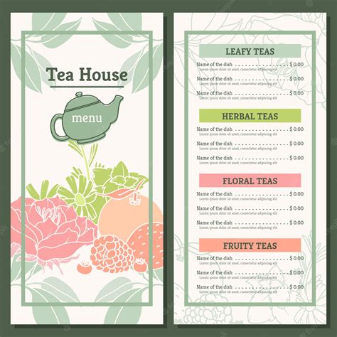 Premium Vector | Tea house menu template