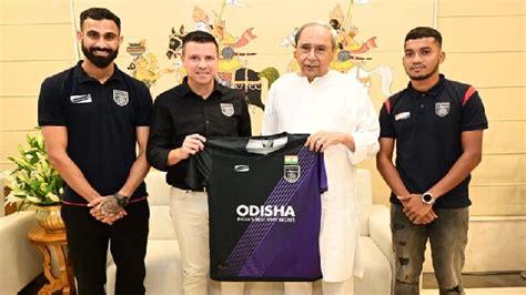 CM Naveen Patnaik presented with Odisha FC jersey