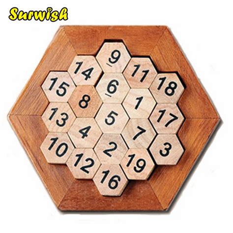 Wooden Hexagon Sudoku Puzzle Children Educational Toy(Number 1 19 Board) Brown-in Puzzles from ...