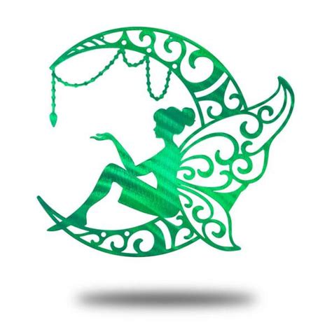 REDLINE STEEL Mystical Moon Fairy Wall Art 16 in. Green Metal ...