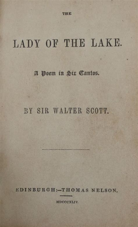 The Lady of the Lake: A Poem in Six Cantos by Scott, Sir Walter: Very ...