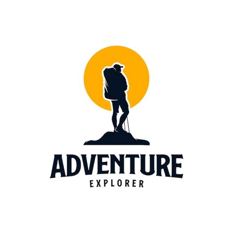 Premium Vector | Adventure hiking logo vector vintage with sunset logo design template