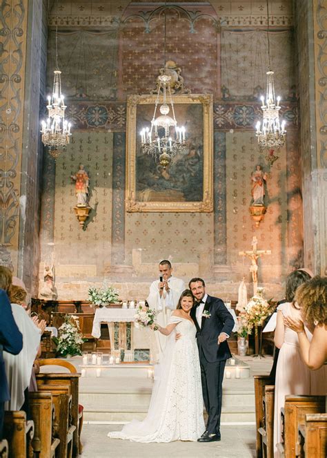 Lavender wedding in Provence with outdoor chandeliers