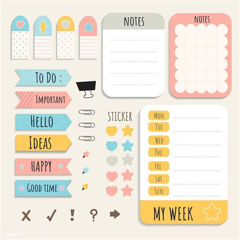 Cute sticky note papers printable set | free image by rawpixel.com / Chayanit | Note paper ...