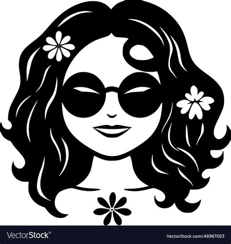 Hippie - minimalist and flat logo Royalty Free Vector Image