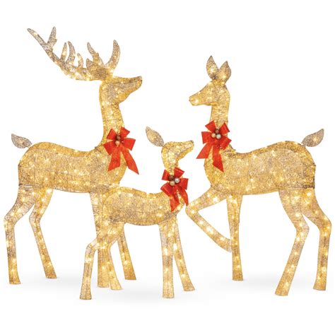 Best Choice Products 3-Piece Lighted Christmas Deer Set Outdoor Yard ...