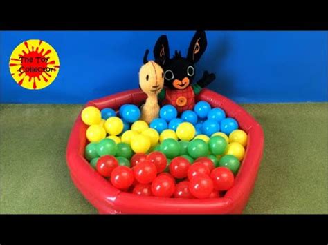 Bing Bunny SWIMMING POOL learn COLOURS with jumbo balls - YouTube