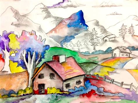 6th grade landscape example- We focus on foreground, middle ground, and ...