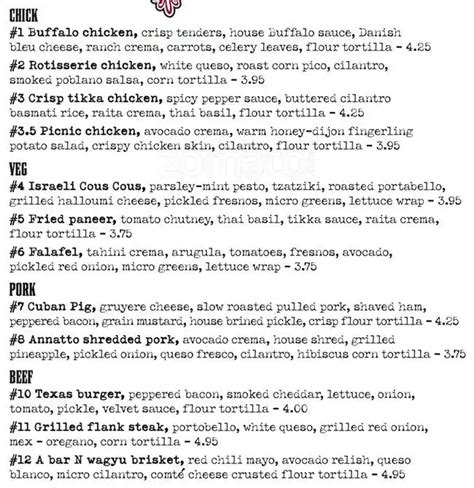 Velvet Taco Menu, Menu for Velvet Taco, West Fort Worth, Fort Worth - Urbanspoon/Zomato