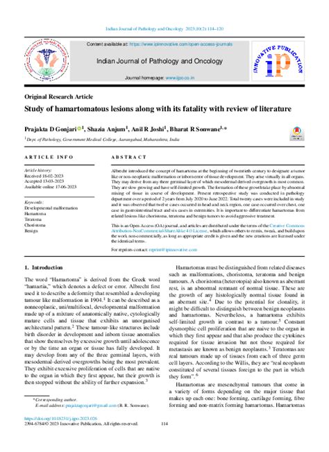 (PDF) Study of hamartomatous lesions along with its fatality with ...