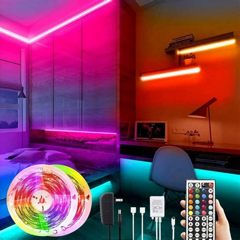 Led Lights for Bedroom 100ft RGB 5050 Led Strip Lights Color Changing Kit with 44 Keys Remote ...