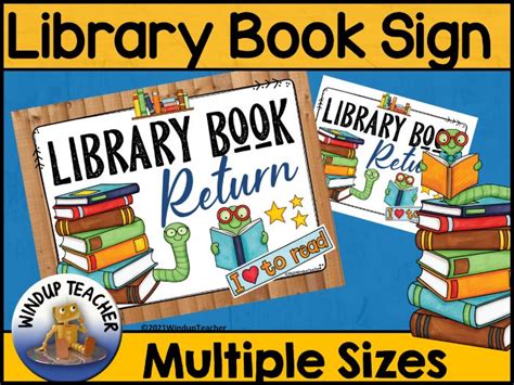 Library Book Return Sign to Return Books - Decor Sign to Label Book Return Bin | Teaching Resources