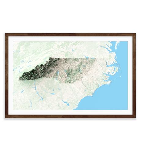 North Carolina Shaded Relief Map Topographic Style - Etsy