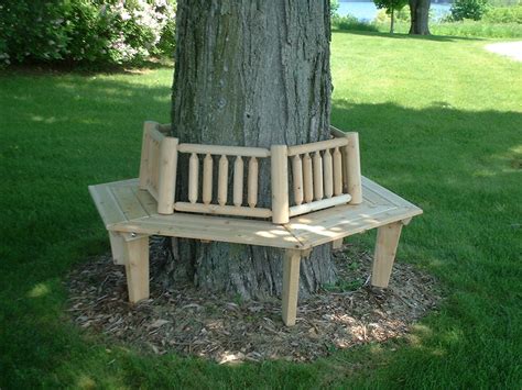 Large Cedar Adirondack Tree Bench with Back - Free Shipping Today - Overstock.com - 941998
