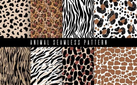 Premium Vector | Seamless animal fur abstract pattern set art. texture with hand painted ...