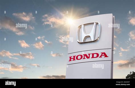 Sign with the logo of Honda Motor Company, Ltd. Japanese public ...