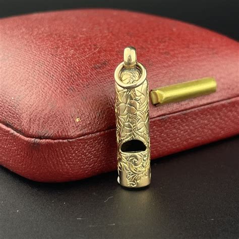 Antique Victorian Gold Engraved Whistle Charm Pendant – Boylerpf