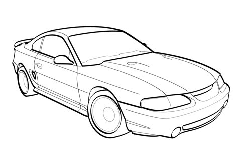 Vector line drawing of a 1998 Ford Cobra Mustang - TrashedGraphics