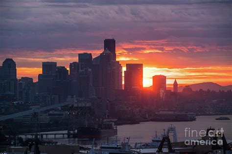 Seattle Skyline Sunrise Luminance Photograph by Mike Reid - Fine Art ...