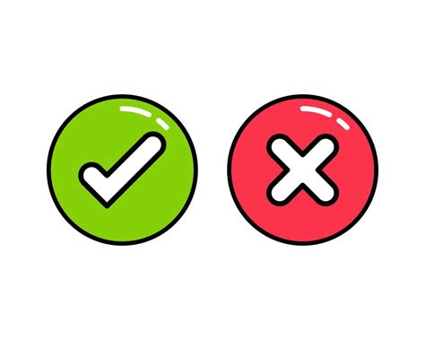 Check marks. Tick and cross vector icons. Yes and No symbols. Vector ...