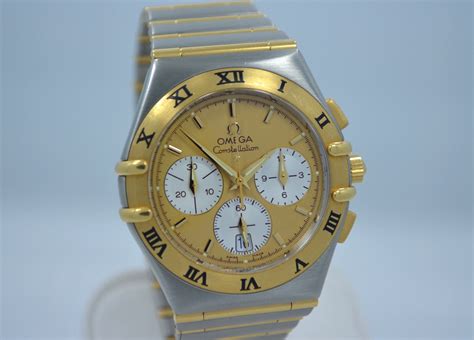 Omega Constellation Two Tone Chronograph Steel 18K Gold Full Bar Quart ...