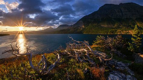 Glacier National Park Lake And Montana Rocky Mountain Saint Mary Lake ...