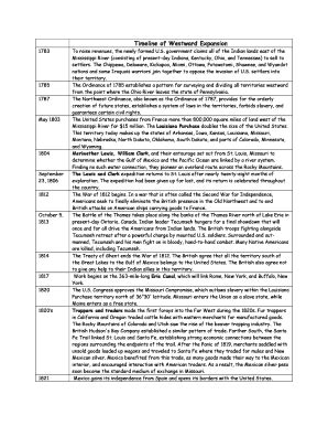 Westward Expansion Timeline - Fill Online, Printable, Fillable, Blank | pdfFiller