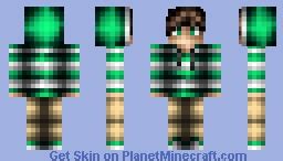 Brown hair, Green and White hoodie > Minecraft Skin