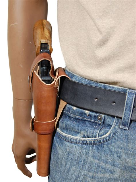 Brown Leather Western Holster for 4" Revolvers - Barsony Holsters